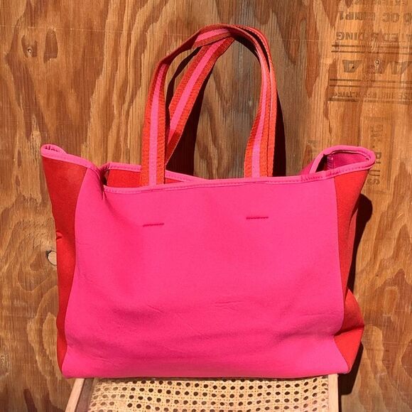 LAST CHANCE Neoprene Sunmersalt Anthropology Pink Beach Tote Bag - Picture 1 of 9